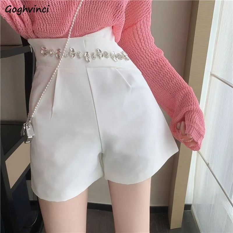 

Shorts Women Summer Retro Simple High Waist Baggy All-match Ulzzang Elegant Solid Leisure Trendy Office Lady Ins Popular Youth