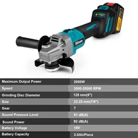 Meuleuse d'angle sans fil Gisam 125 mm, 7 vitesses, M14, machine à meuler, polir, couper, outil électrique pour le travail du bois, compatible avec la batterie Makita 18 V 8