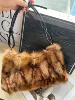 Winter Fox Fur Bag Women's  Bag Fashion  Handbag Ladies Bags Purses Women Shoulder Bag Real Silver Fox Fur Messenger Bags 6