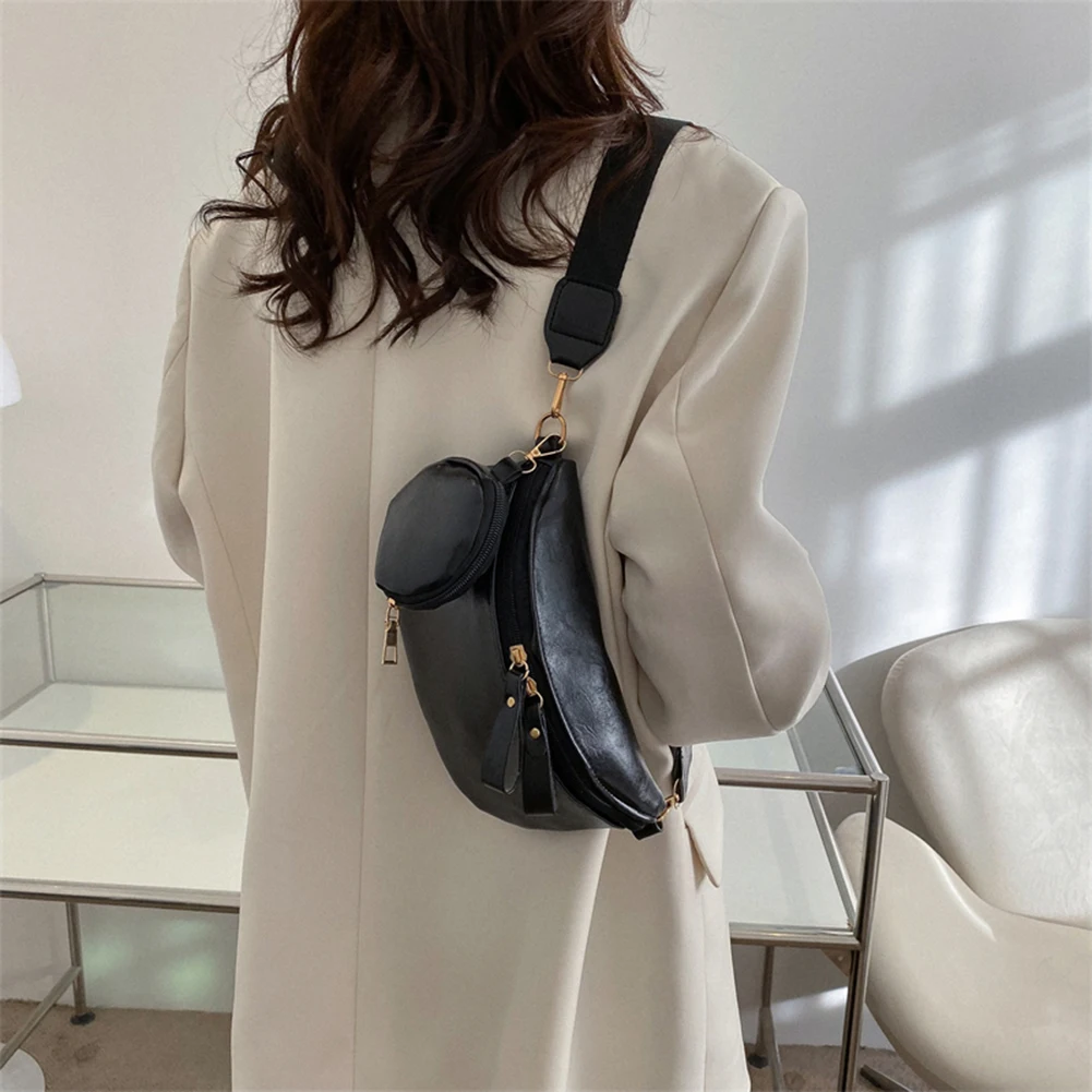 Women's Chest Bag Luxury PU Leather Waist Bag Shoulder Crossbody