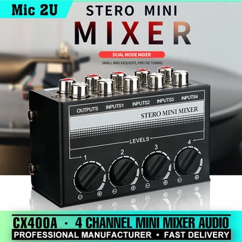 미니 패시브 스테레오 믹서, Rca 4 채널, 소형 믹서, 12dB MAX DJ 장비, 미니 사운드 테이블, 소형 믹서, CX400