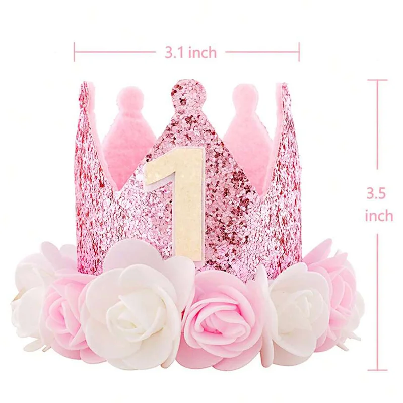 Baby Crown Hat Baby One 1 year old DIY Birthday Crown Handmade Accessories 1st Happy Birthday Party Headband Hat Baby Shower Party Supplies