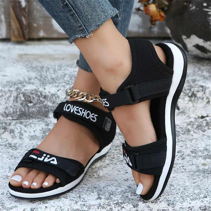 2025 Spring and Summer New Women's Shoes Sporty Style Flat Open-Toe Hook-and-Loop Sandals 3