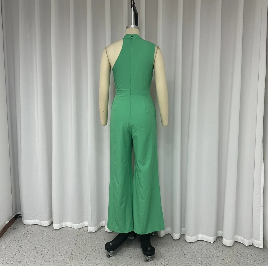 Casual and Sexy 23 New Design Single Color Sleeveless Irregular Hollow Slim and Beautiful Girl Jumpsuit