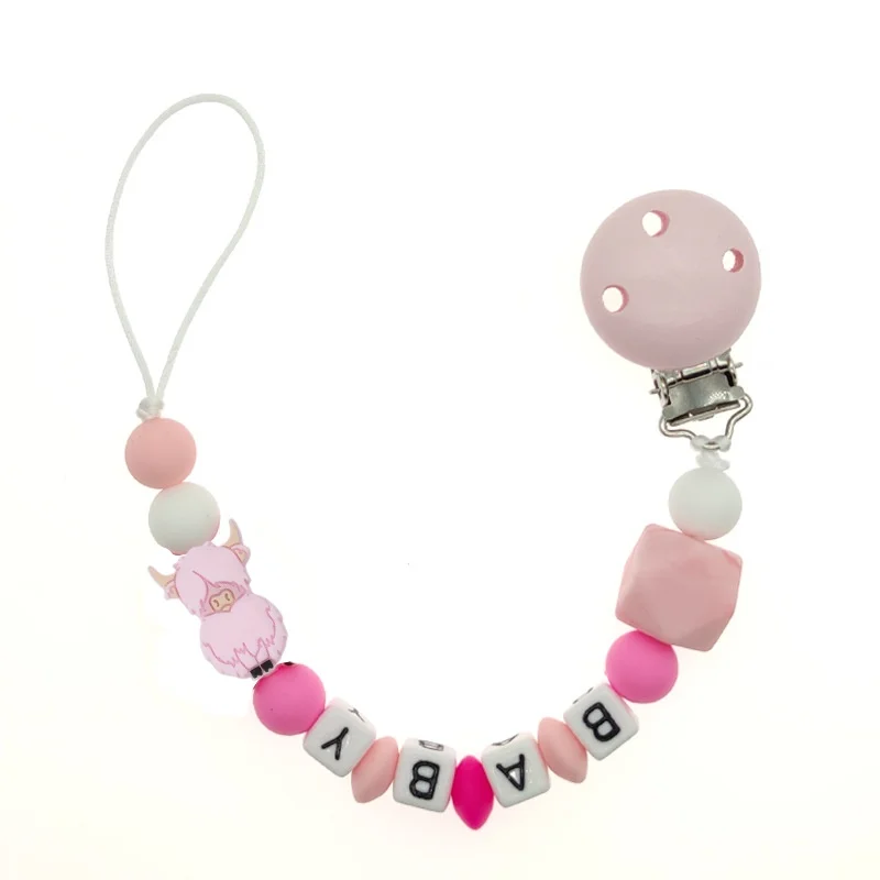 Custom Name Newborn Dummy Holder Robot Cartoon Pacifier Chain