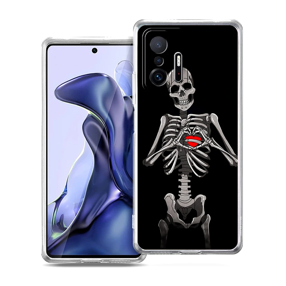 Red Love Skeleton Diagram Transparent Phone Case