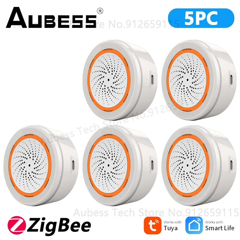 emergency warning light AUBESS Tuya ZigBee Siren Alarm Smart Home Security Protection 90dB Sound Light Alarm System Work With Smart Life Zigbee Gateway security led lights Alarms & Sensors