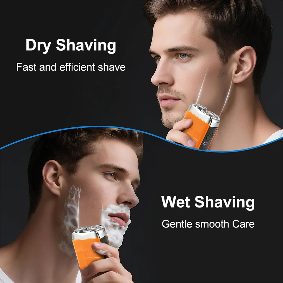for Men Portable Smart Facial Beard Trimmer Double Head Shaver Rechargeable Wet Dry Electric Razor_voghion.com