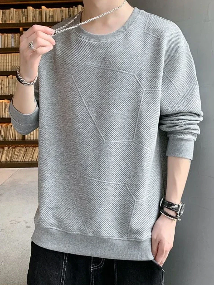 

Sweatshirts for Man Hoodieless Men's Clothing Crewneck Round Neck White Letter T-shirt Pullover Top High Quality Simple Cheap