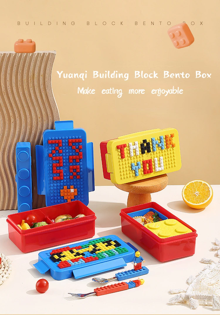 Building Block Lunch Box for Kids, Plastic Game Bento Box, School Picnic  Food Container with Bag, Girls and Boys - AliExpress