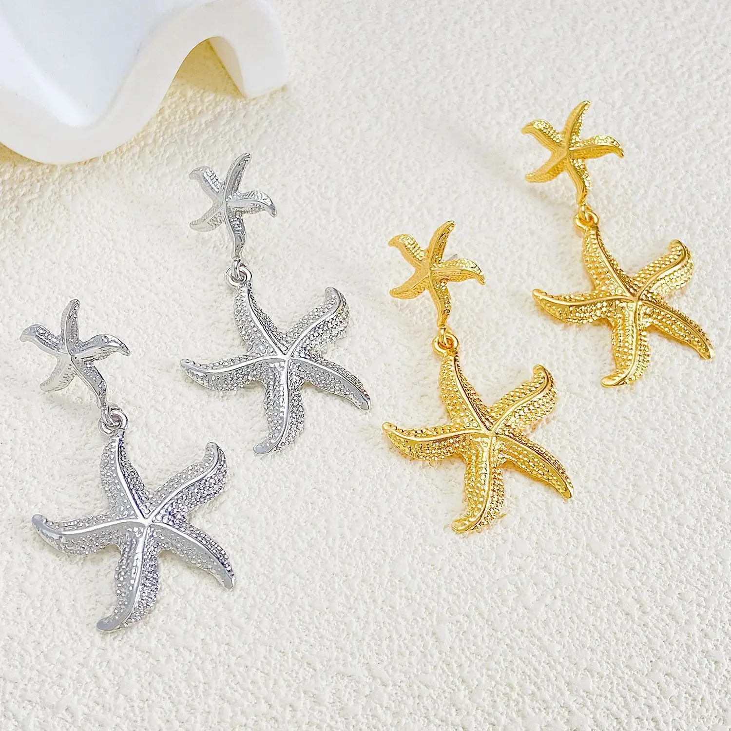 Stainless Steel Ocean Style Women's Earrings Starfish Personalized Design Seaside Vacation Simple Retro Party Jewelry