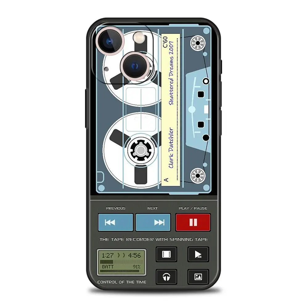Vintage Cassette Tape Retro Style Luxury Silicone Black Phone Case