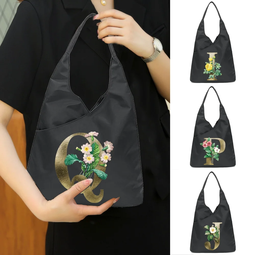 Flower Color Handbag Trend New Thick Eco Nylon Shopping Bag Tote Women Reusable Portable Supermarket Folding Pouch Foldable Pack