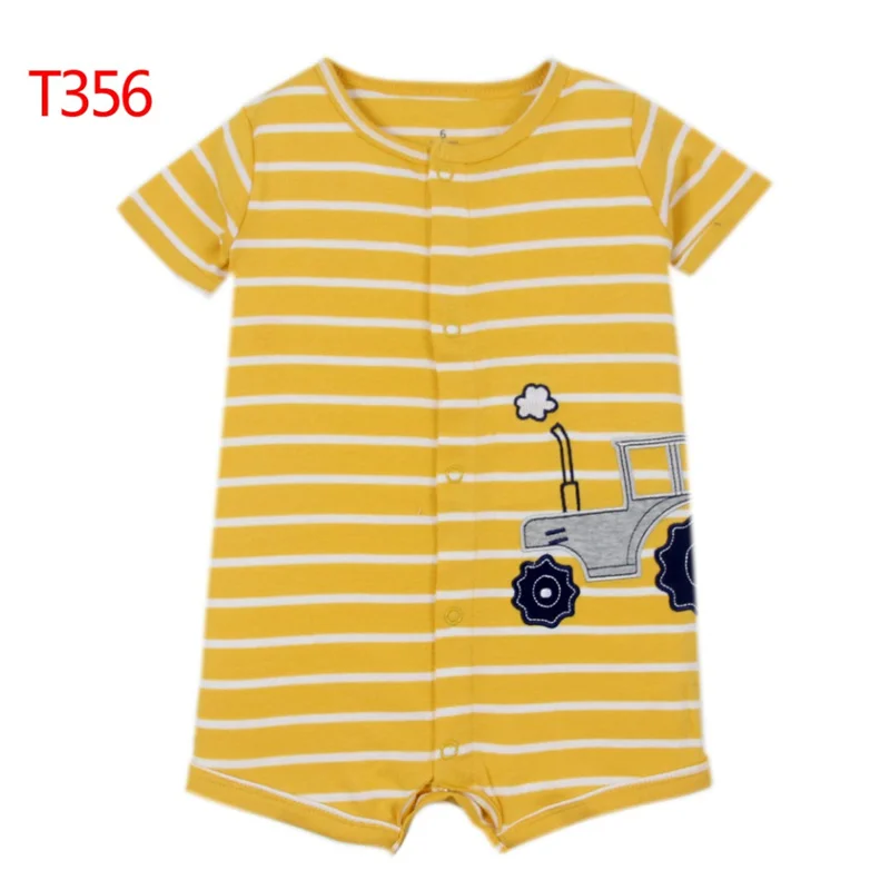 2023 Newborn Baby Girls Rompers Short Sleeved Infant bodysuits pink elephant cats lovely colorful summer cotton kids clothes 4
