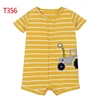 2023 Newborn Baby Girls Rompers Short Sleeved Infant bodysuits pink elephant cats lovely colorful summer cotton kids clothes 4