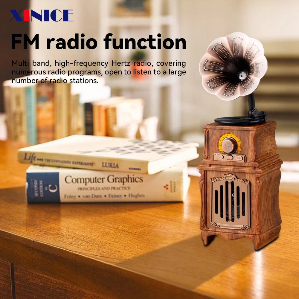 2023 New Old Fashioned Classic Style Vintage Walnut Radio Multifunzione Tws Radio Wireless Portatile Per Scrivania Camera Da Letto Ufficio