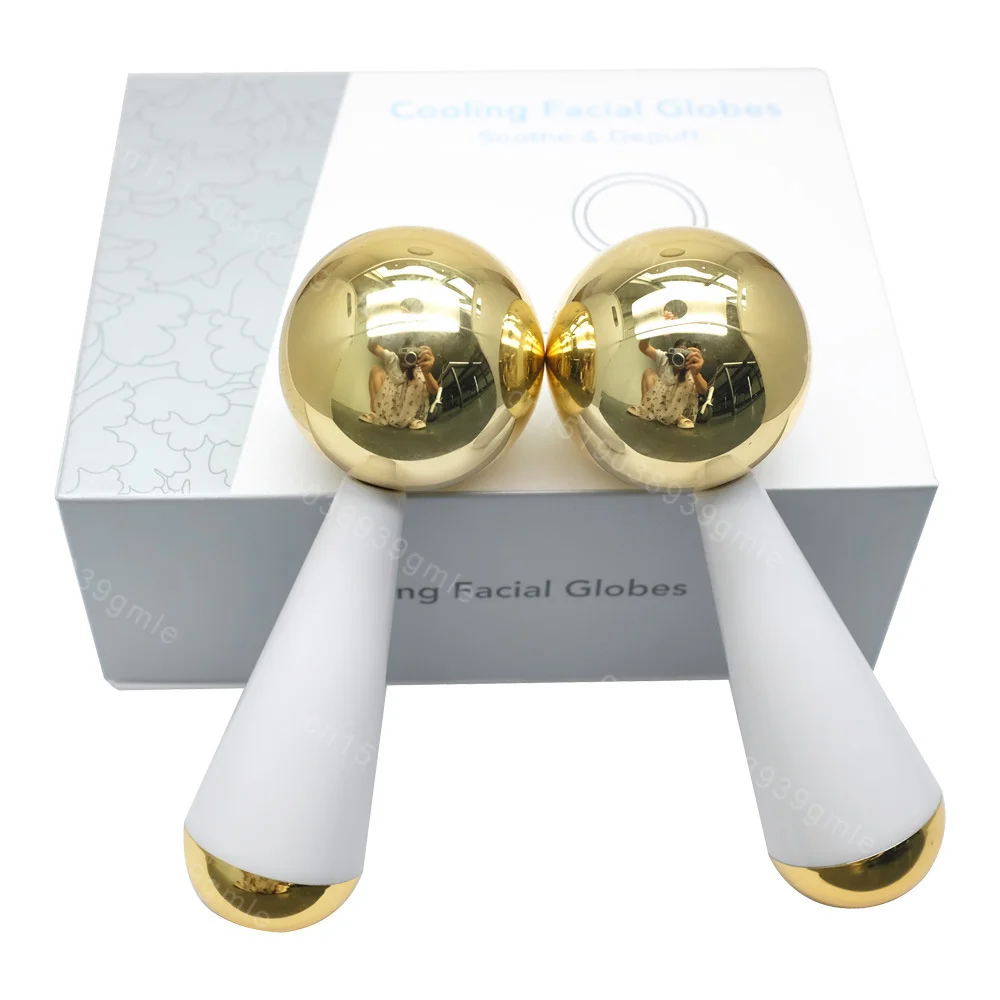 Ice Globes for Facials Steel Cooling Roller Cryo Sticks for Face Neck Dark Circles Puffiness Wrinkles Collagen Production