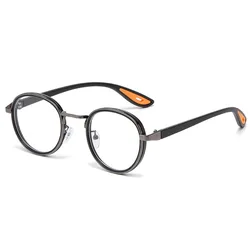 Stylish Round Frame Anti - blue Light Glasses - High - end Metal, Unisex, Perfect (BlackGrey)