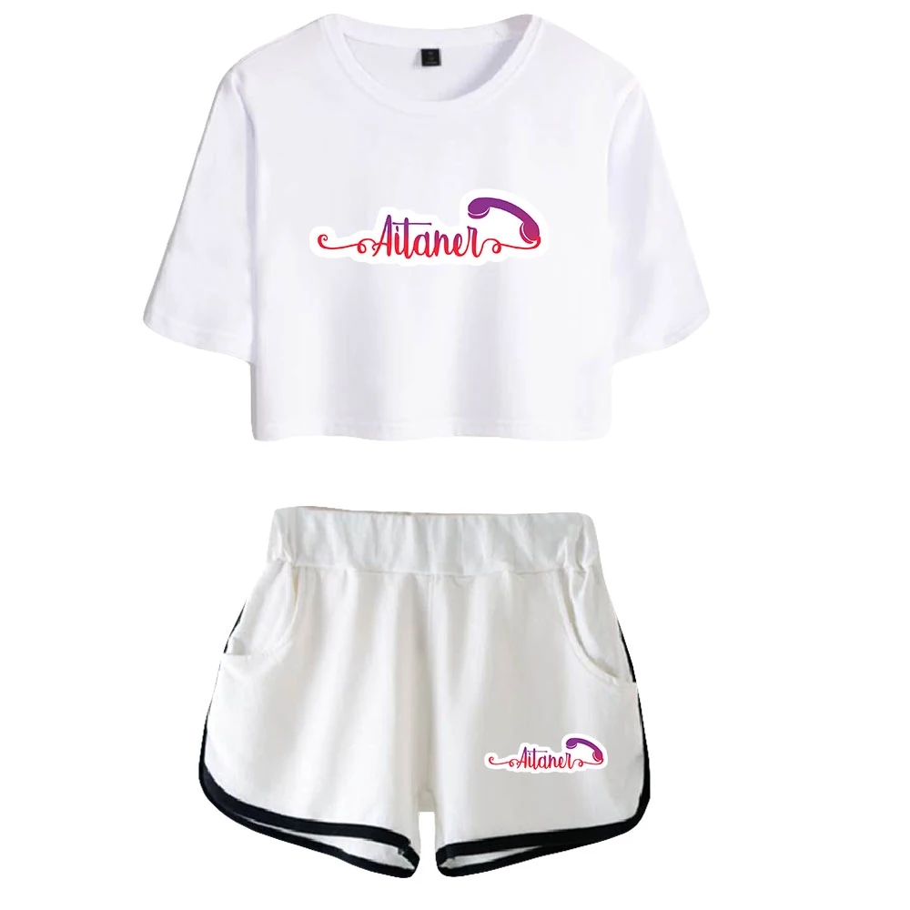 

Aitana Ocana Short T Shirt Pants Suit Women Hip Hop Two Piece Set Fashion Summer Short Sleeve Suit Streetwear Y2k Navel T-Shirt