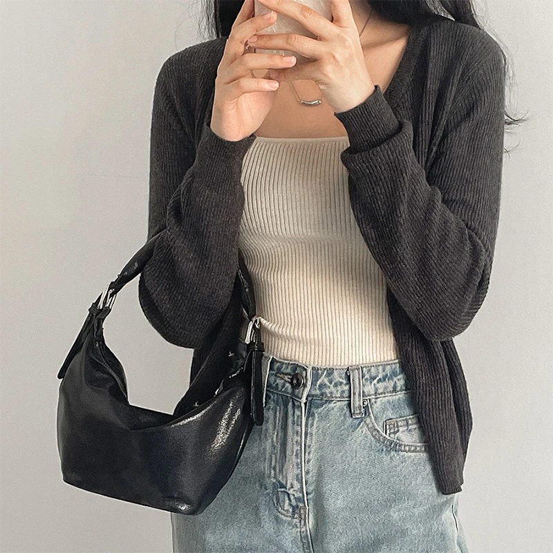 Women's Hobos Handbag Designer Brand Luxurious Waxed PU Leather Ladies Shoulder Bags And Purses Girls Trendy Totes Wallet Small