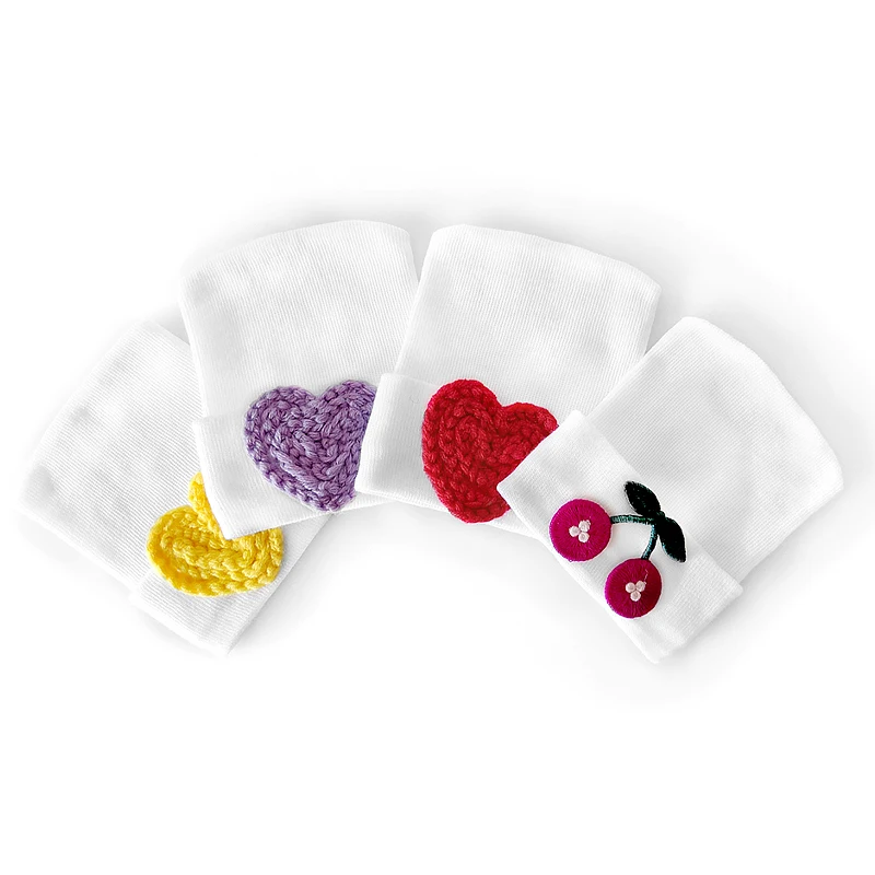 Newborn Baby Girls Woolen Yarn Heart Strawberry Beanie Hats Boys Kids Cotton Hospital Hat Knitted Photography Props Stuff