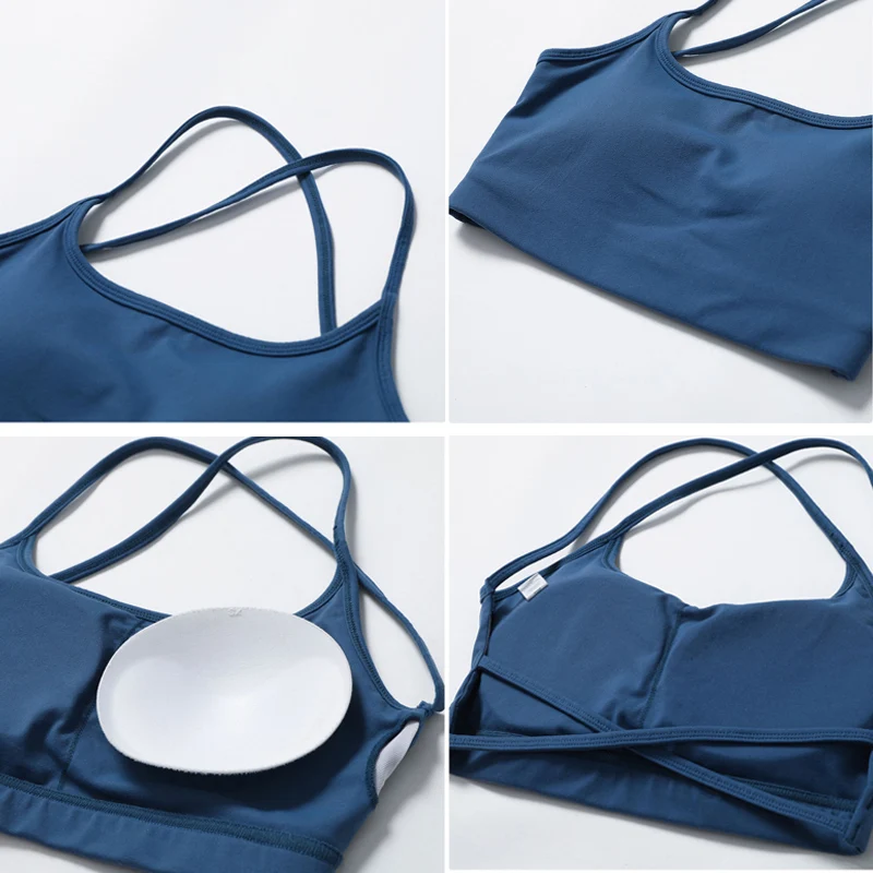 VITALINOVO Workout Sports Bras Women Athletic Removable Padded Backless Strappy Criss Cross Light Support Gym Yoga Crop Bra