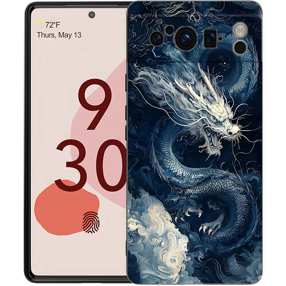 Luxury Black Soft TPU Phone Case with Fashionable Chinese Dragon Design