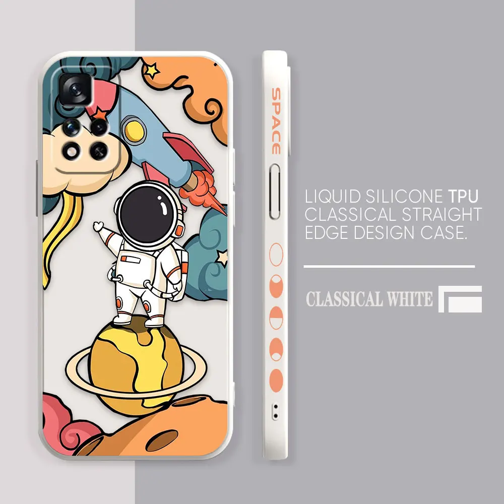 thumbnail image 1 of Case For Redmi Note 12 11 11T 11R 11E 10 9 8 7 7S PRO PLUS 4G 5G Simple Liquid silicone Case Cute Cartoon Spaceman Astronaut, 1 of 5