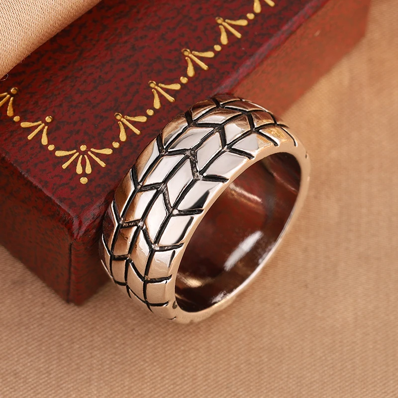 Tire-Shaped Hip-Hop Style Silver-Plated Ring