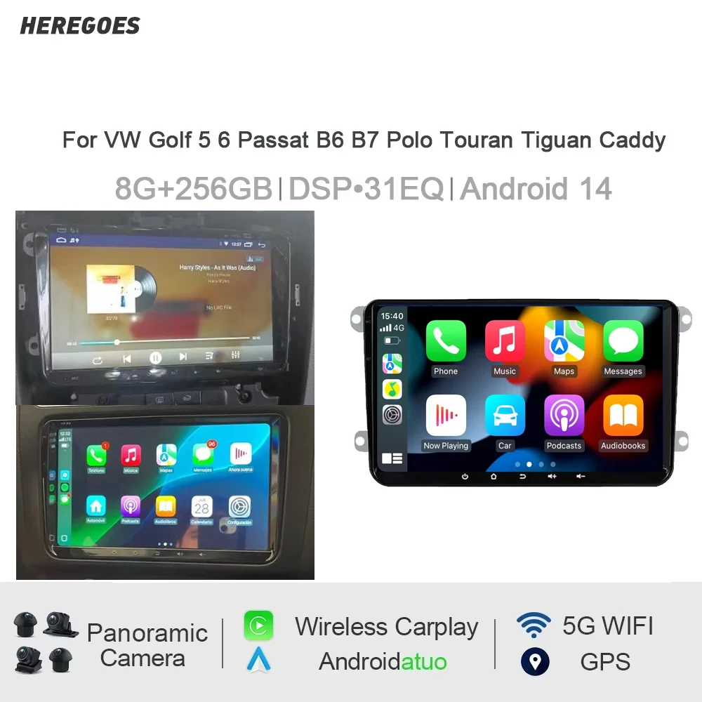 Android 14,0 8G + 128G IPS Auto Player multimedia radio GPS WIFI autoradio Für VW Golf 5 6 Passat B6 B7 Polo Touran Tiguan Caddy