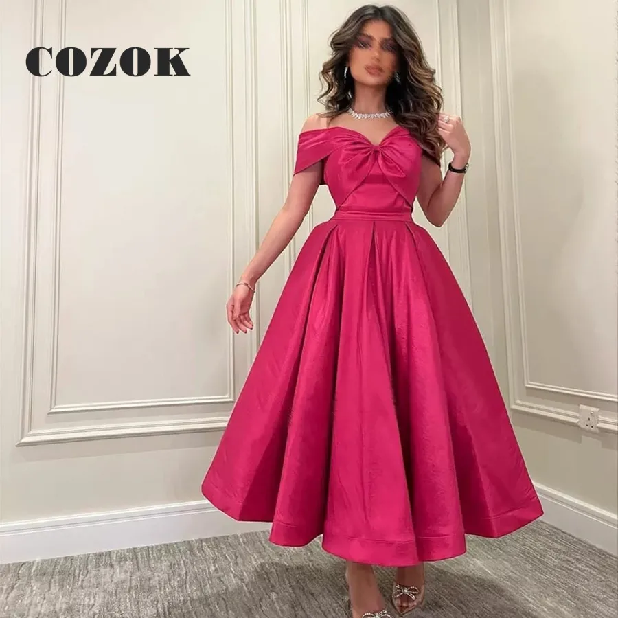 

A Line Classic Tempting Arabia Evening Dress 2023 Off The Shoulder V-Neck Formal Prom Gowns فساتين السهرة Custom Size
