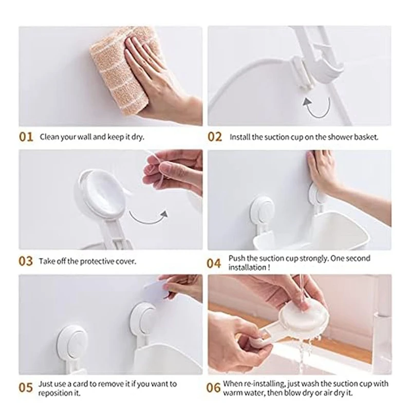 1 PCS Shower Suction Cup Shelf Basket White ABS Removable Powerful  Organizer Suction Bathroom Waterproof Storage - AliExpress