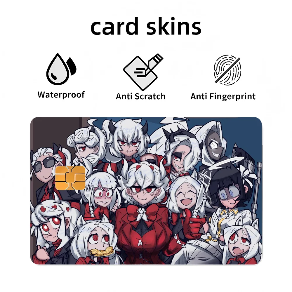 Anime Helltaker Stickers 4pcs PVC Credit Card Skin Stickers Removable Self-adhesive Protective Film