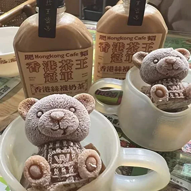 Silicone Mold Bear Shape Ice Cube Maker Chocolate Cake Mould Candy Dough Mold for Coffee Milk Tea Whiskey Ice ice mold