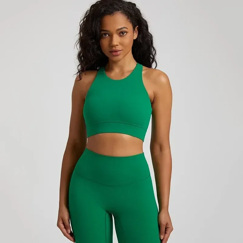 Lemon Round Neck Women Fitness Bra Tights Sport Yoga Tank Top Cutout Buckle Gym High Strength Comprehensive Training Jog