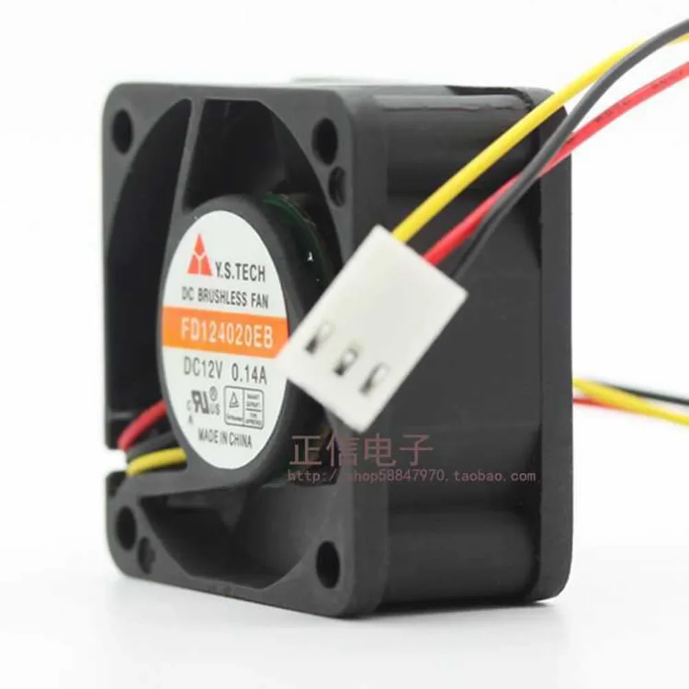 Бесплатная доставка, бесшумный вентилятор охлаждения FD124020EB 3Pin 40x40x20 мм для Y.S Tech 12 В постоянного тока А