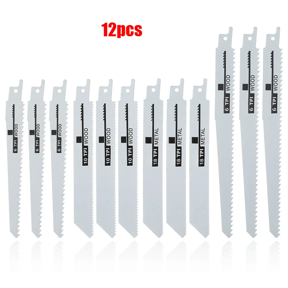 12 Stück Säbelsägeblätter Säbelsäge Handsäge Multi-Sägeblatt zum Schneiden von Holz Metall für Bosch Makita Dewalt DIY-Werkzeuge – Detail 1