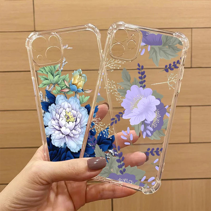 Elegant Floral Transparent Phone Case Cover