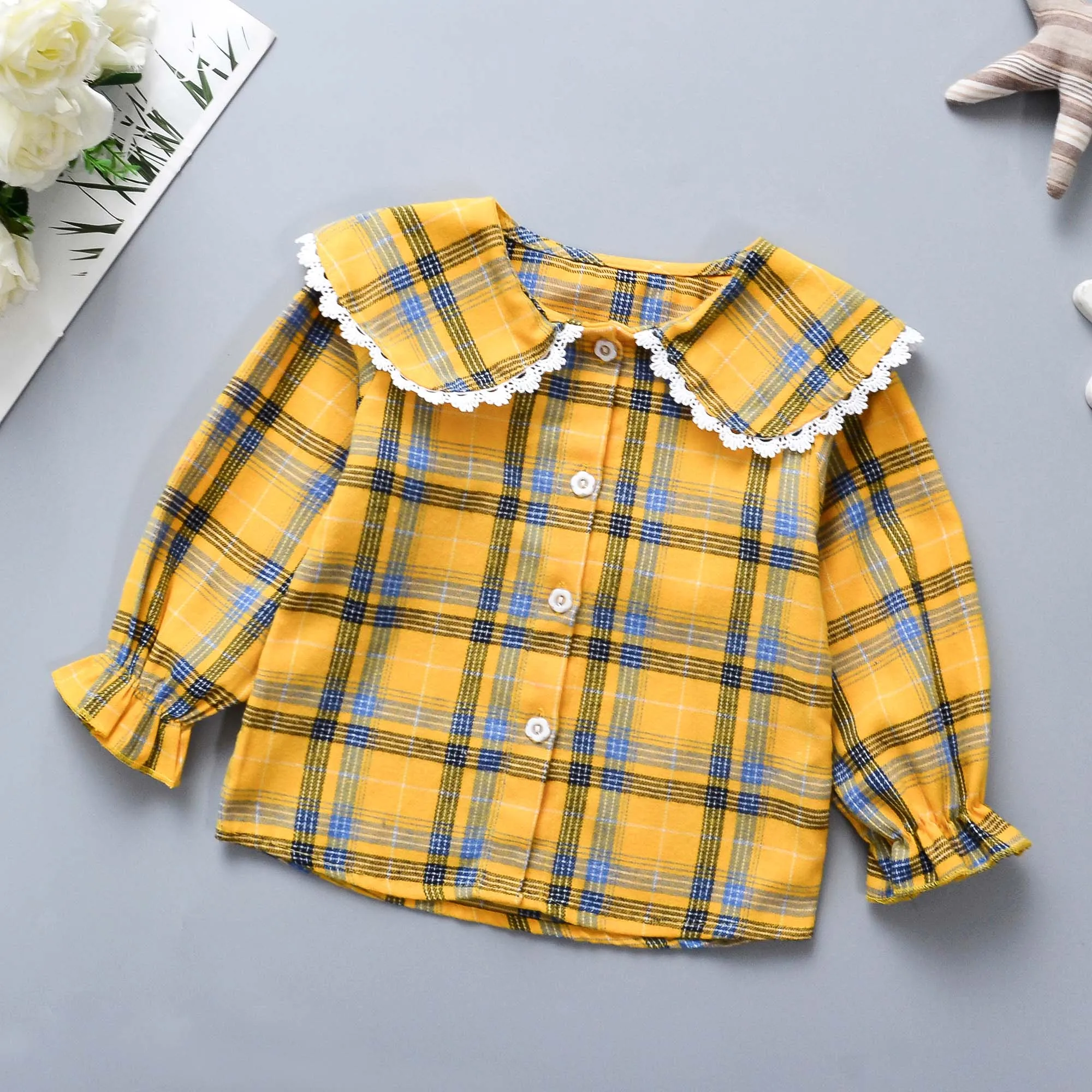 Children Tops Boys Buffalo Plaid Flannel Shirt Baby Casual Shirt Outerwear Clothes Autumn Girls Blouses
