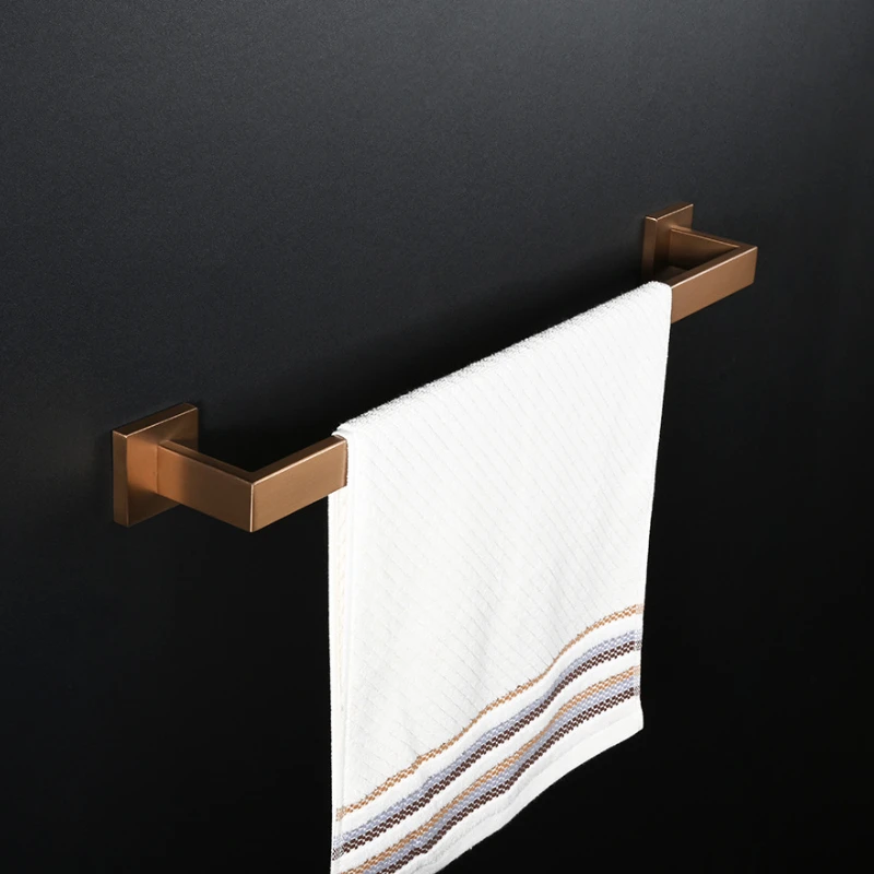 Brushed Rose Gold Stainless Steel Bathroom Hardware Towel Rack Towel Bar Ring Robe Hook Toilet Paper Holder fix with screw