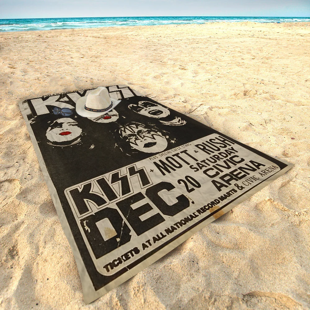 Kiss Band Microfiber Printed Beach Towel Mountain Climbing Yoga Beach Swimming Running Absorbent Soft Towel 2