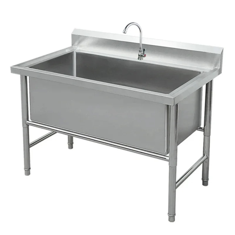 Commercial Stainless Steel Single Kitchen Sinks Washing Sink Thicken Deepen Large For Restaurant Floor