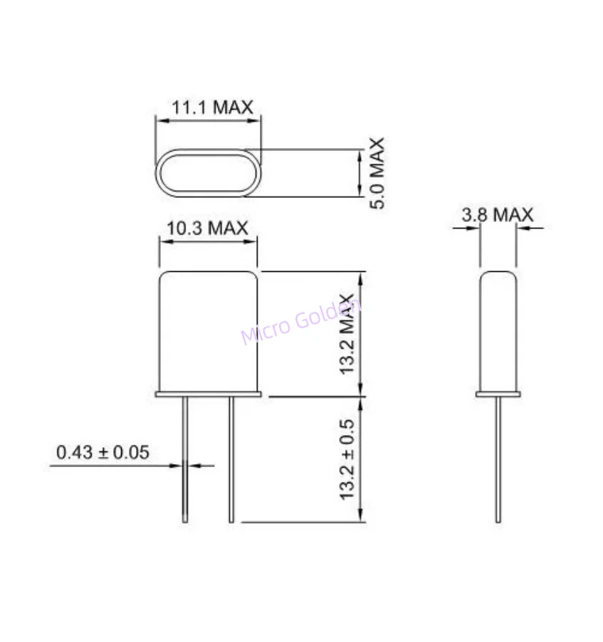 (10pcs) 11.0592MHZ HC-49U Passive Crystal Oscillator 11.0592Mhz 2Pin DIP2 Crystal Resonator HC49U 11.0592M 2P Quartz Resonator