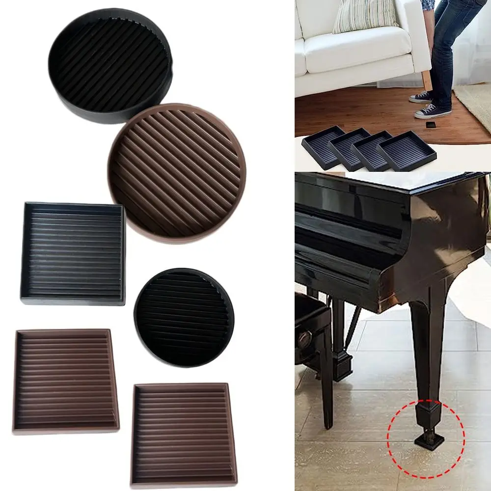 Set of 4 Non-Slip Rubber Furniture Pads and Caster Cups