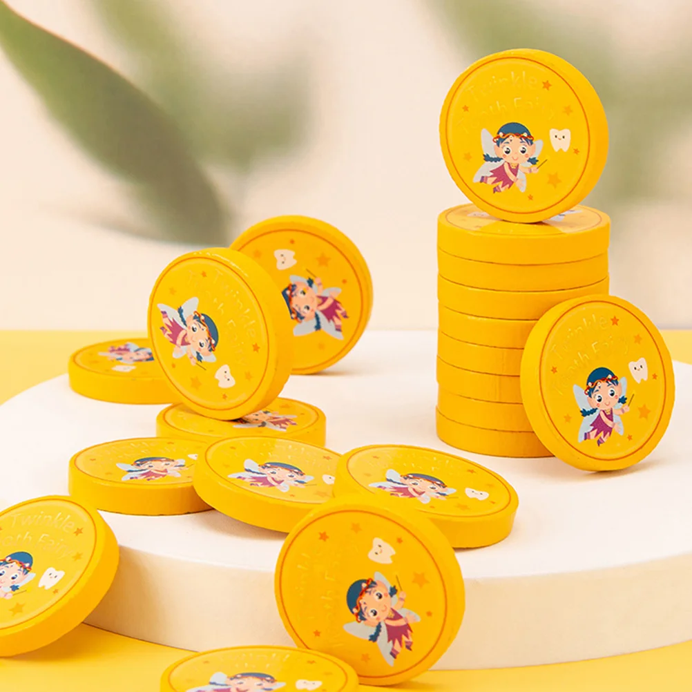 

20 Pcs Tooth Coin Coins Souvenir Medal Tooth-fairy Medals Kid Toy Wood Gifts Commemorative Reward Baby