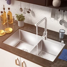 

Undermount Pipe Kitchen Sink Drainboard Stainless Steel Mixer Taps Soap Dispensor Washing Sink Bathroom Cocina Home Improvement