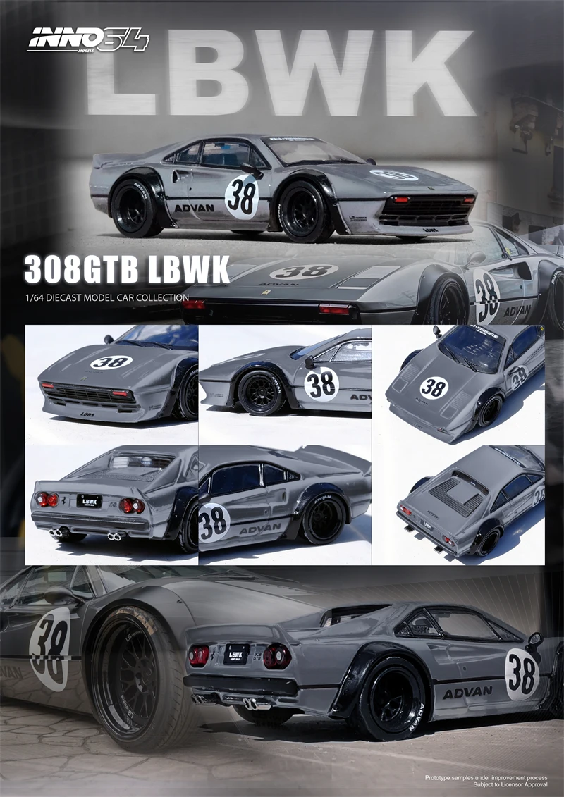 

INNO 1:64 LBWK 308 GTB серая литая модель автомобиля