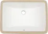 Undermount Bathroom Sink Rectangle 19"x13" White Porcelain Ceramic Rectangular Vessel Sink Under Counter Lavatory 2