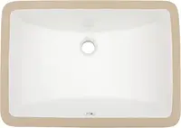 Undermount Bathroom Sink Rectangle 19"x13" White Porcelain Ceramic Rectangular Vessel Sink Under Counter Lavatory 2