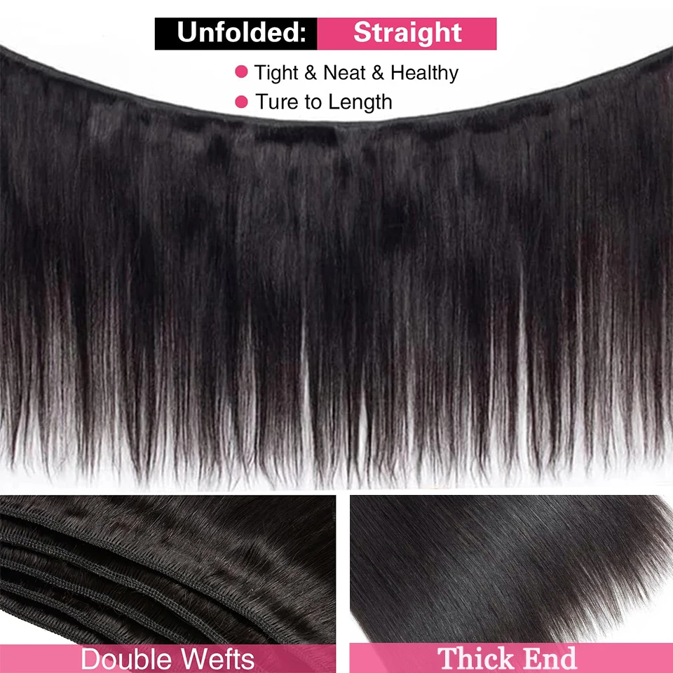 YYONG Hair Brazilian Straight Bundles 100% Human Hair Remy Hair Weave 1/3/4 Bundles Deal Natural Color 8